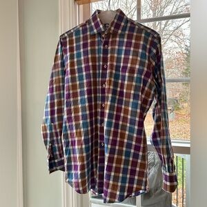 Men’s Peter Millar Medium Brown Purple Checked Smoke Free Home